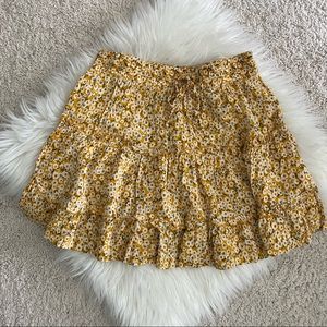 Boho Yellow Ruffled Mini Skirt